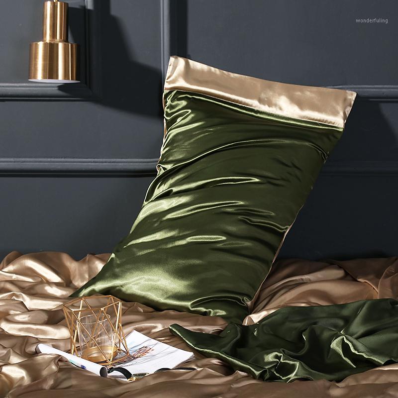 

2pcs Multicolor Design Emulation Silk Satin Pillow Case Pillow Cover For Healthy Standard Home cover 48*74cm #a1, -dfx-08