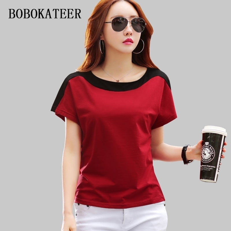 

BOBOKATEER tee femme tshirt shirt summer tops for women funny t shirts cotton sexy t-shirt camisetas mujer Y200109, Red