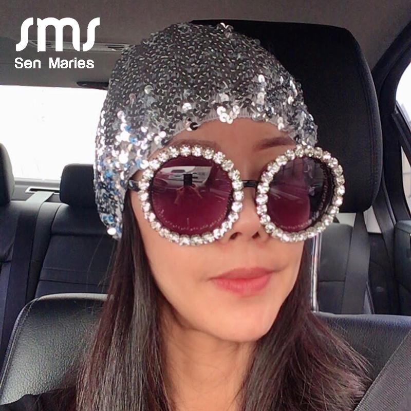 

Sunglasses Luxury Oversize Round Women Handmake Rhinestones Sun Glasses Fashion Colorful Men Shades For Female Oculos