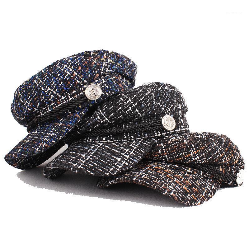 

Vintage Plaid Lace Hats Winter Hat For Women Beret Cap Thicken Warm Retro Caps Takes Female Her Adjustable Retro Octagonal Hat1, Black orange