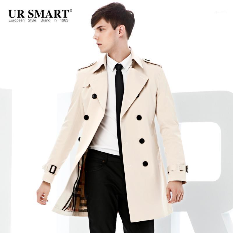 

Men's Trench Coats URSMART Paragraph Double-breasted Men Fall Dust Coat Grows In Men's Windbreaker White Original Authentic Coat1, Tan;black