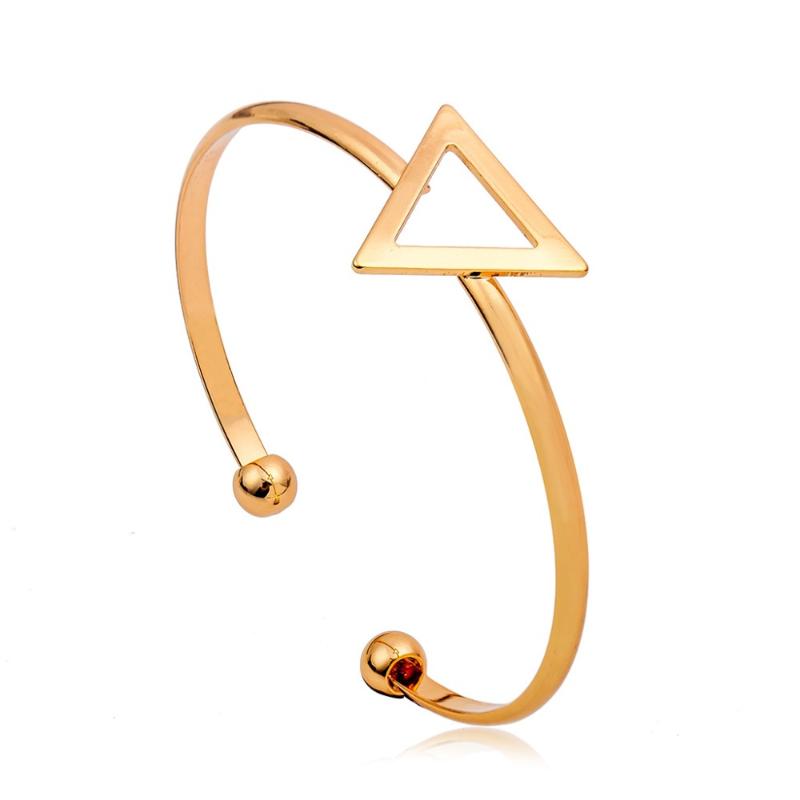 

Hollow Triangle Simple Silver Plated Golden Black Opening Adjustable Metallic Bracelets & Bangles for Women
