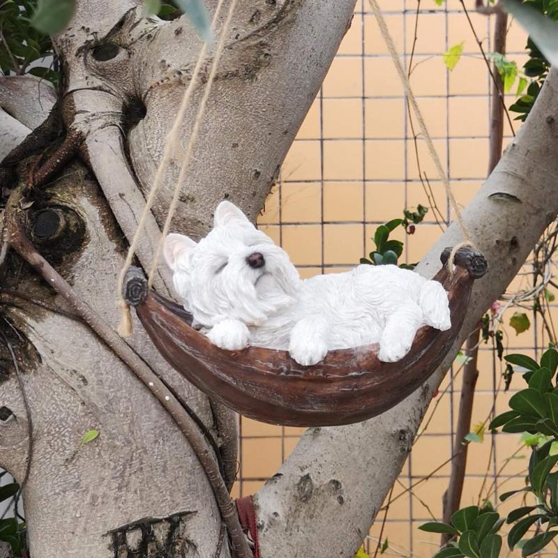 

Resin Home and Garden Sleeping Puppy Dog Statue Figurines in a Yard