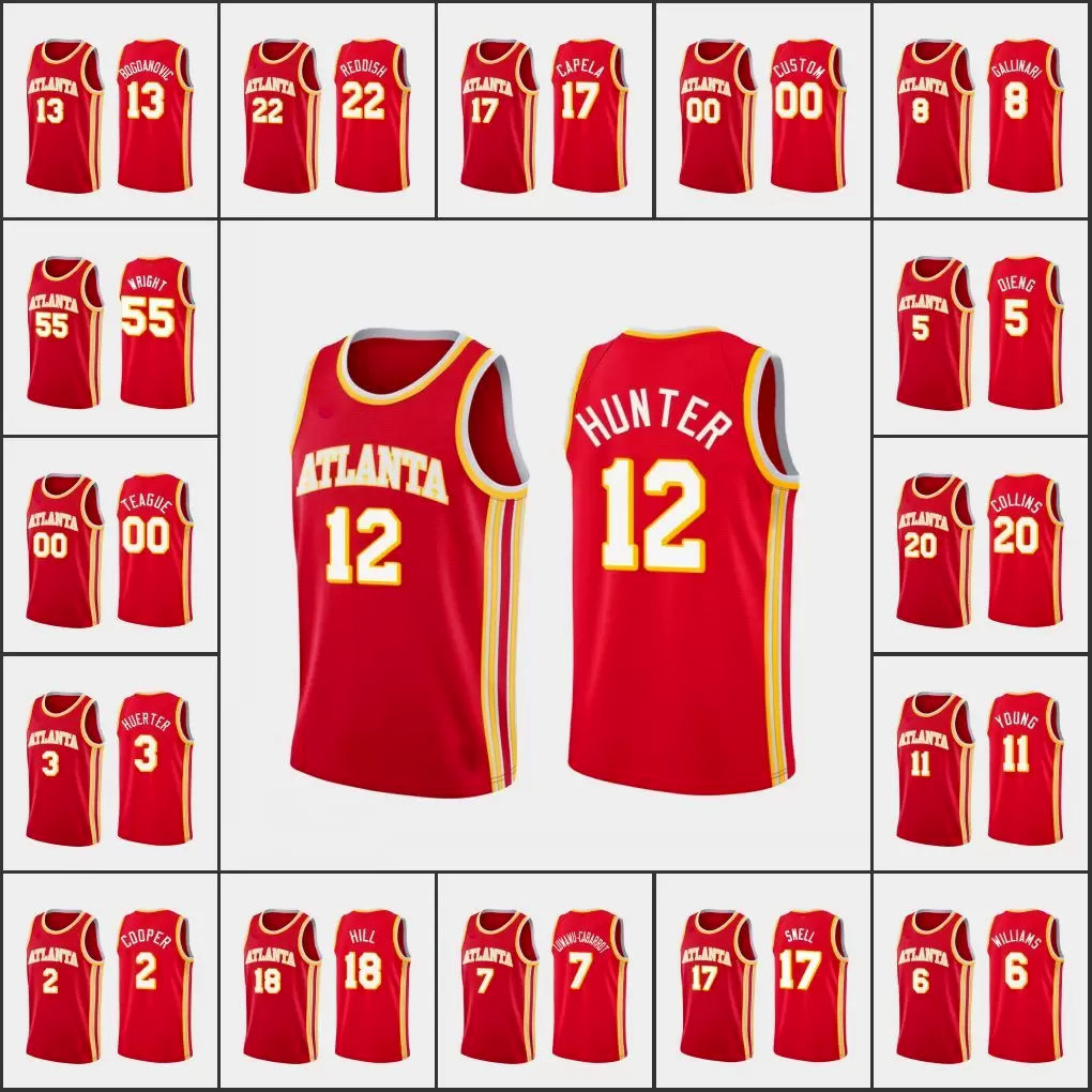 

75th Atlanta's Hawks's Men Danilo Gallinari Timothe Luwawu-Cabarrot Sharife Cooper Trae Young John Collins Custom Trade Icon Red Jersey, Color2