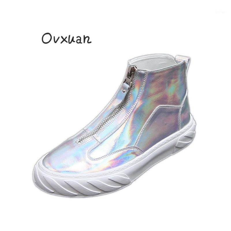 

OVXUAN Silver Hip Hop Sneakers Male Fashion High Top Casual Trend Shoes 2020 Spring Autumn Leather Ankle Boots Men1, Gold boots men