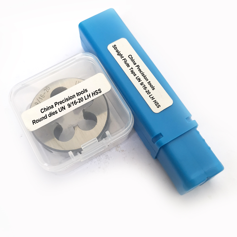 

2pcs HSS Left Hand Unified thread tap and die set UNC 9/16 9/16-12 Fine thread Straight flute taps Dies sets UNF 9/16-18 9/16-20