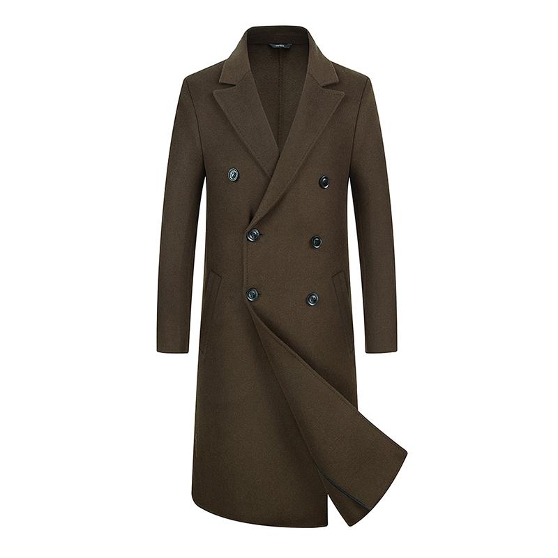 

JUSTAR Men's autumn new coat Long Double Breasted double faced woolen coat, Black