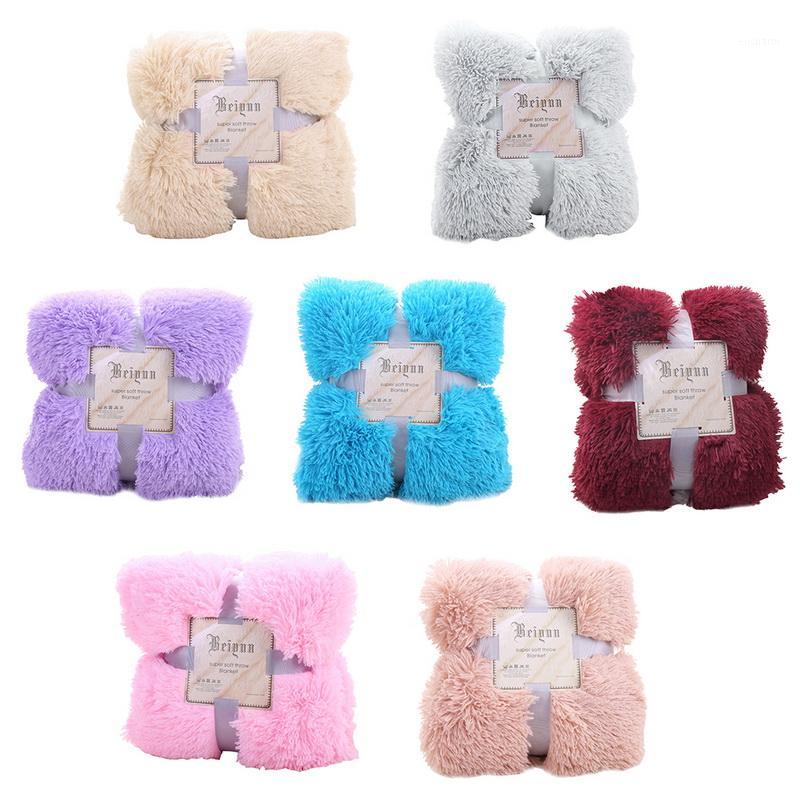 

New Summer Air Conditioning Double Layer Thick Plush Throw Blanket Soft Fleece Blankets Sofa Bed Solid Bedspread 130*160cm1