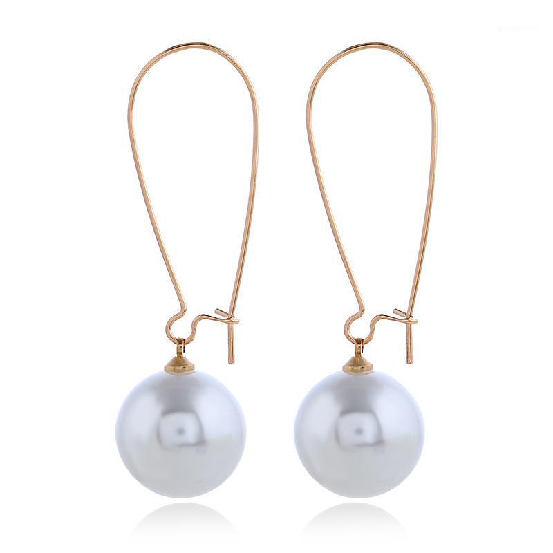 

2021 Trendy Hoop Earrings With Simulated Pearl New Gold Color Metal Loop Earrings for Women Minimalism Jewelry Accessories Gifts1