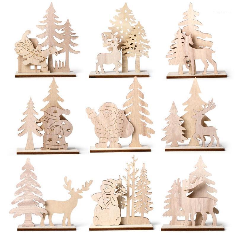 

Santa Claus Snowman Elk Wooden Christmas Ornament DIY Table Desk Decor1