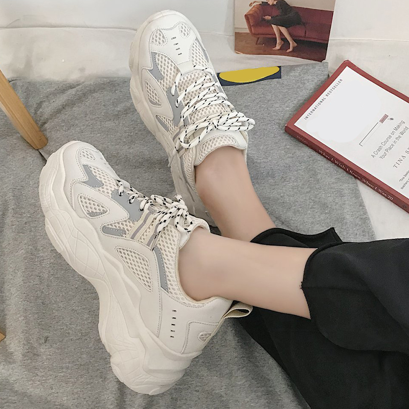 

2021 The New Autumn New Platform Chunky Women's Outdoor Breathable Wedges Woman's Comfortable Walking Shoes Ladies 's Hw8c, Beige