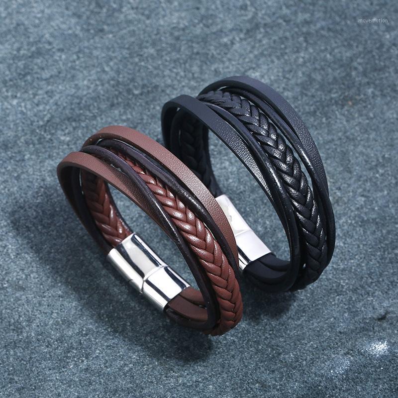 

Vintage Genuine Leather Bracelets Men Stainless Steel Multilayer Braided Rope Bracelets for Male Female Jewelry1