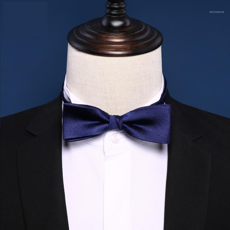 

2020 Brand New Fashion Men's Bow Tie Double Fabric Blue Silk Bowtie Banquet Wedding Bridegroom Party Butterfly Tie with Gift Box1