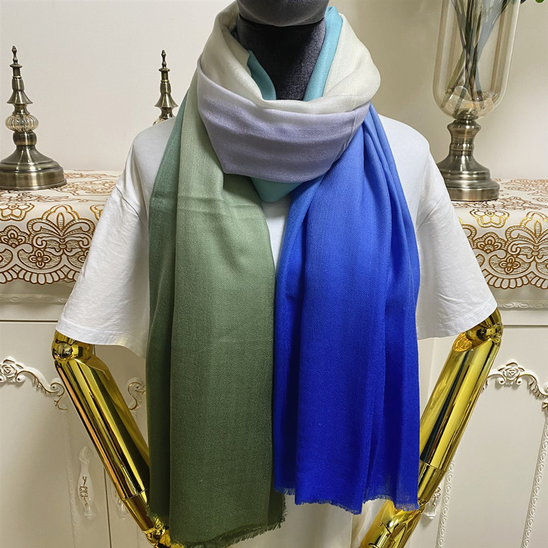 

New style high quality 100% cashmere material thin and soft print Gradient pattern long scarves for women size 185cm -118cm, Blue;gray