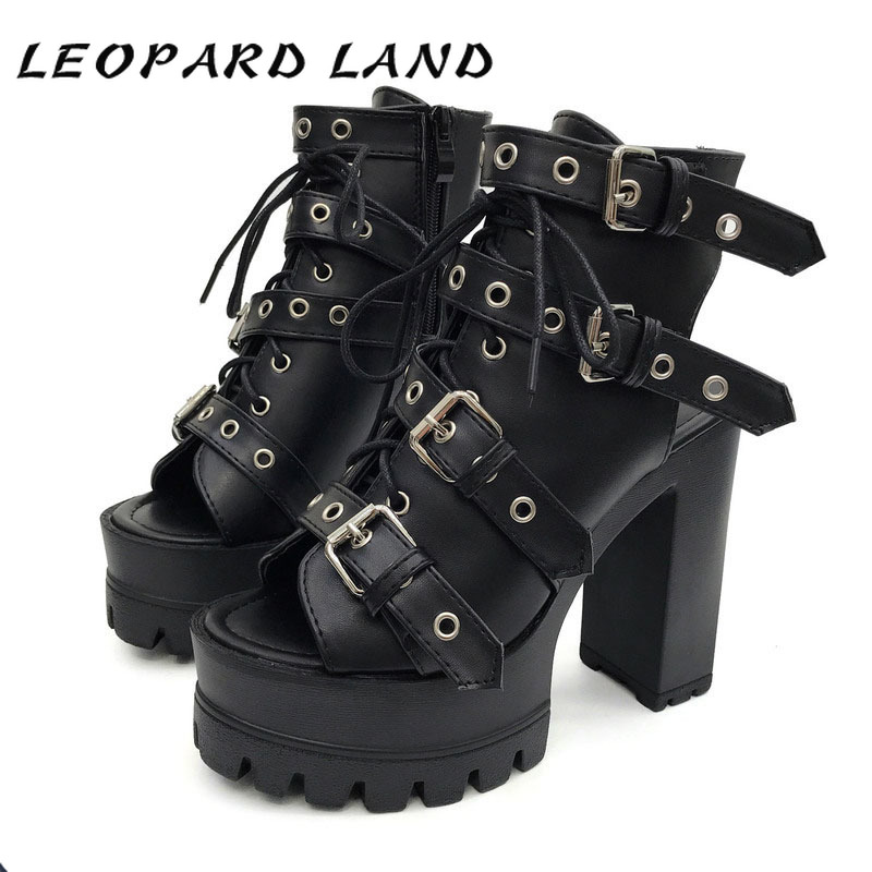 

LEOPARD LAND 2020 Women Fish Toe Platfrom Sanadls Heels Women's Shoes Bottom Waterproof Platform Thick Heel Sandals -2188-1, Black