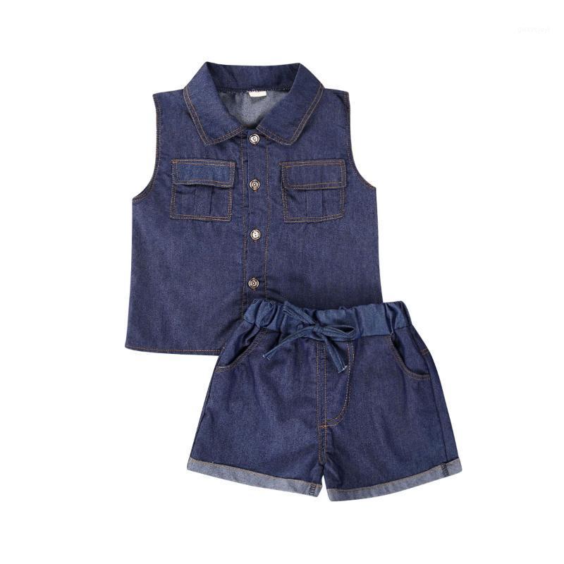 

2020 Little Boy Summer Clothes Set Boy Girl Solid Color Sleeveless + Shorts Girls Suit Set1, As pic