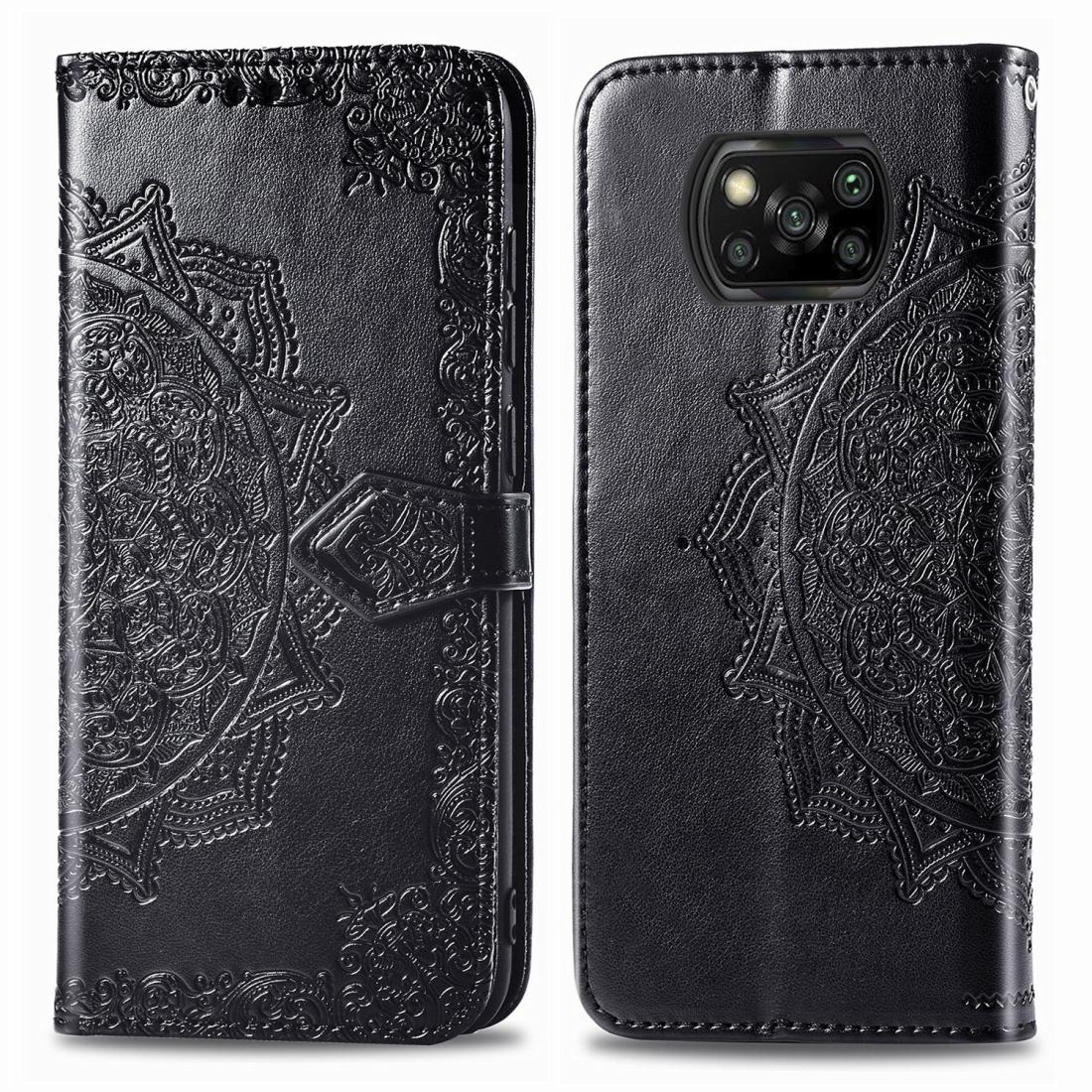 

For Xiaomi Poco X3 NFC Mandala Flower Embossed Horizontal Flip Leather Case with Bracket Card Slot Wallet Lanyard