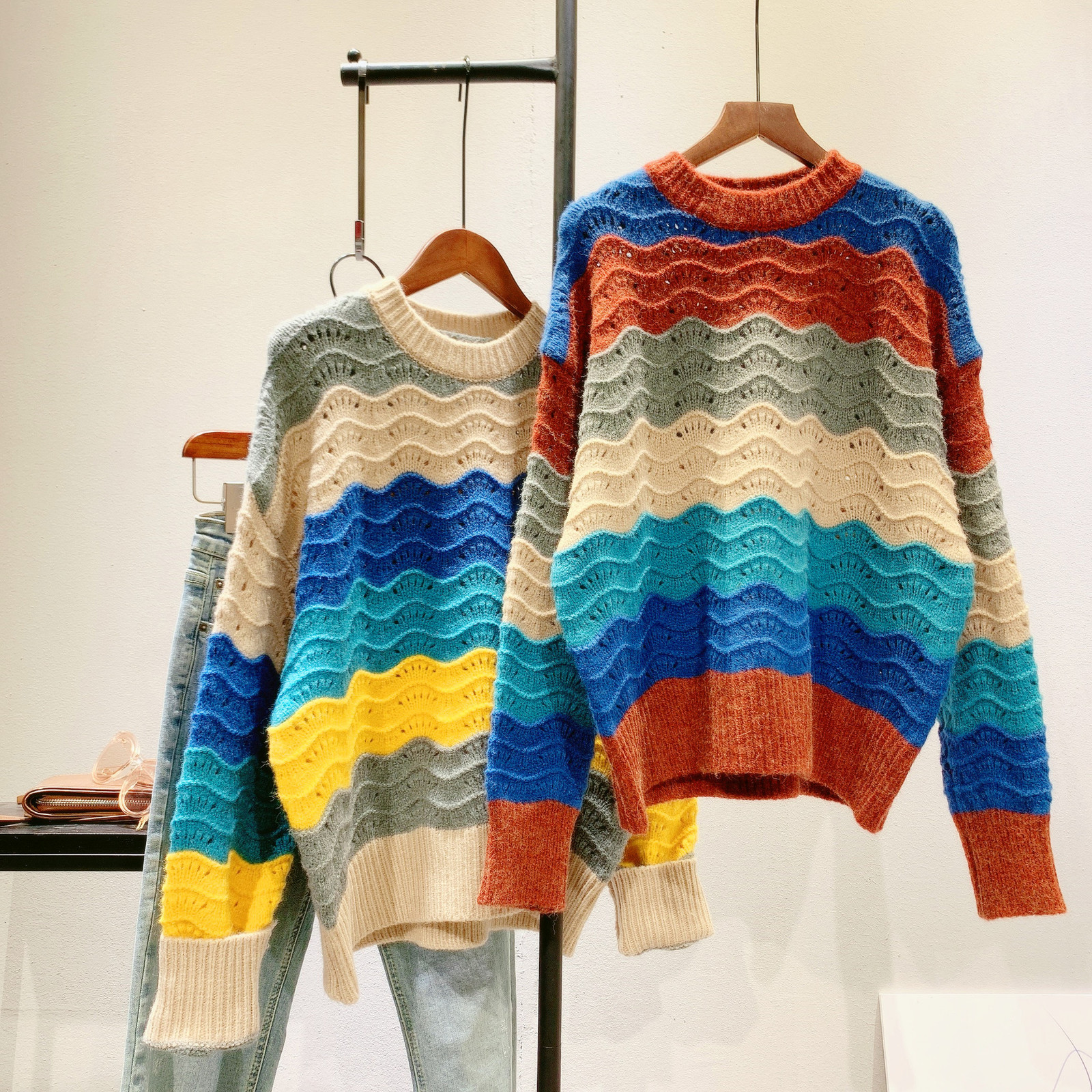 

2021 New Autumn O-neck Colorful Hollow Out Knitted Long Sleeve Sweater Winter Casual Women Pullovers Pull Femme Q4l5, Khaki