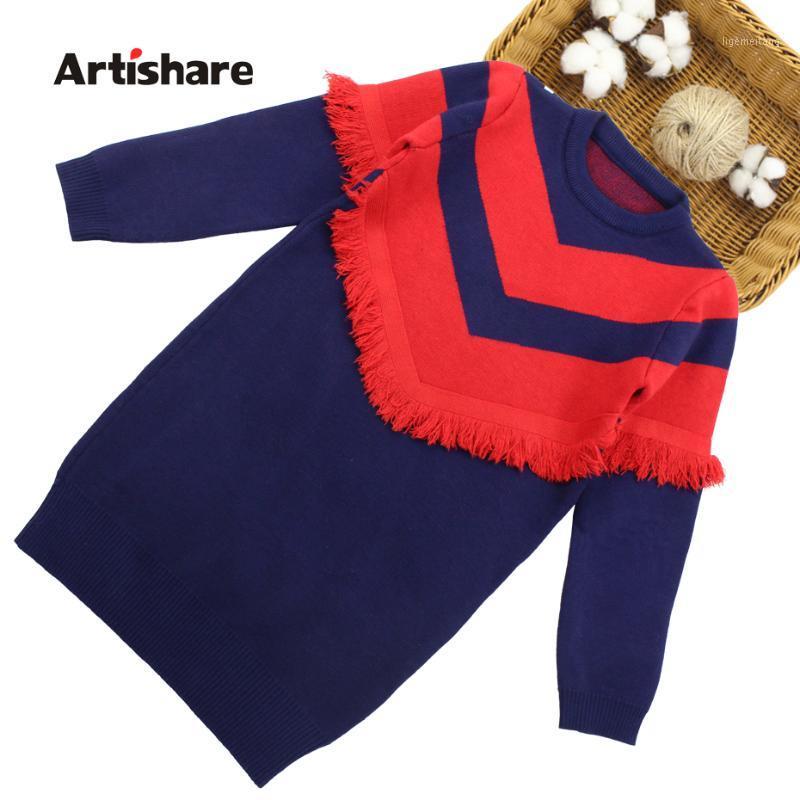 

Dress For Girls Autumn Party Sweater Dress Girls Striped Children'S Winter Knitted Clothes 6 8 10 12 13 14 Year1, Green