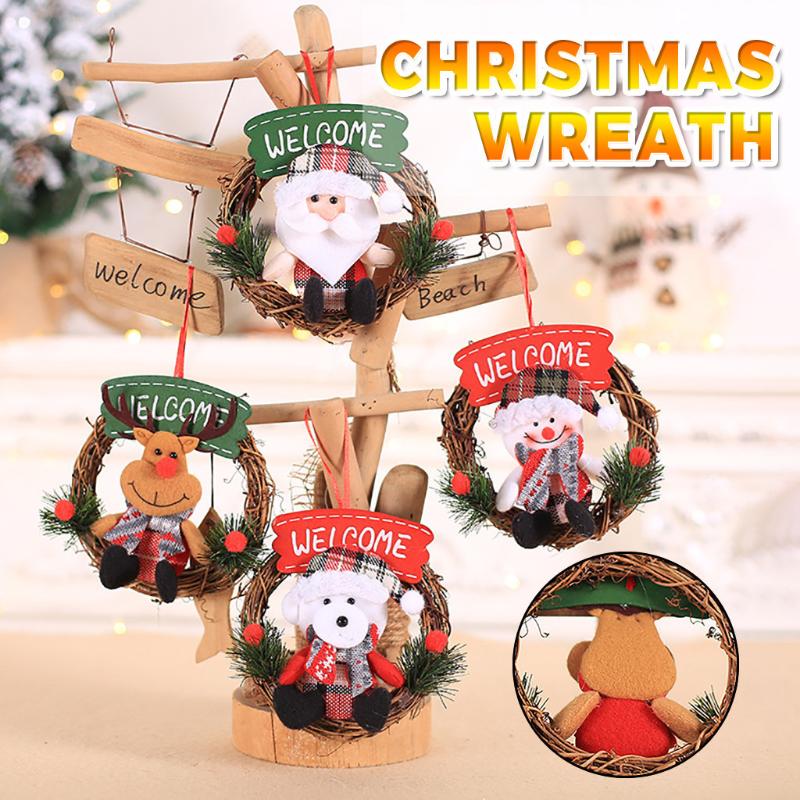 

New Christmas Wreath Door Wall Ornament Garland Decoration Christmas Present Cute Window Wreath Ornament F Fast Ship