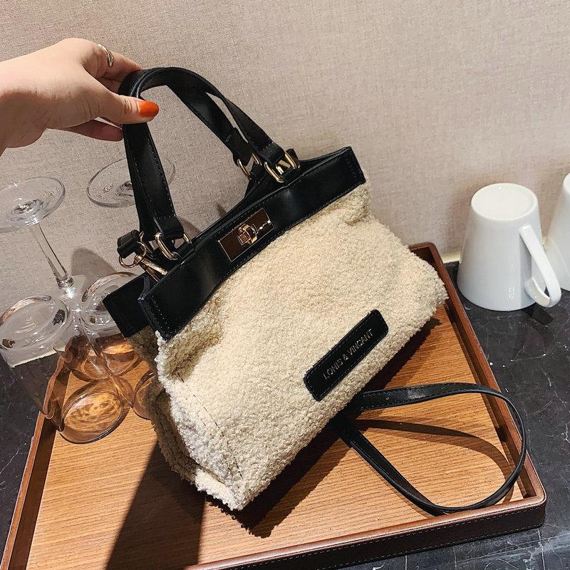 

Soft Plush Designer Womens Small Totes Female 2021 Winter Shoulder Crossbody Bags For Women Handbags and Purses 6794, Black