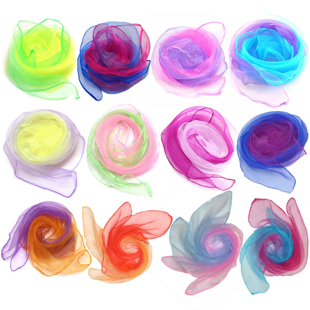 

60*60cm Gradient Color Dance Band Scarf Magic Square Juggling Nylon Magic Tricks Performance Props Accessory Rhythm For Kids