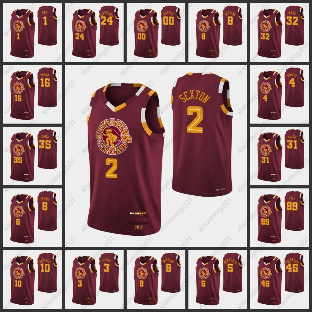 

Basketball Jersey Cleveland's Cavaliers's Men Collin Sexton Evan Mobley Cedi Osman 75th Anniversary Wine Jerseys 2022, Black;red