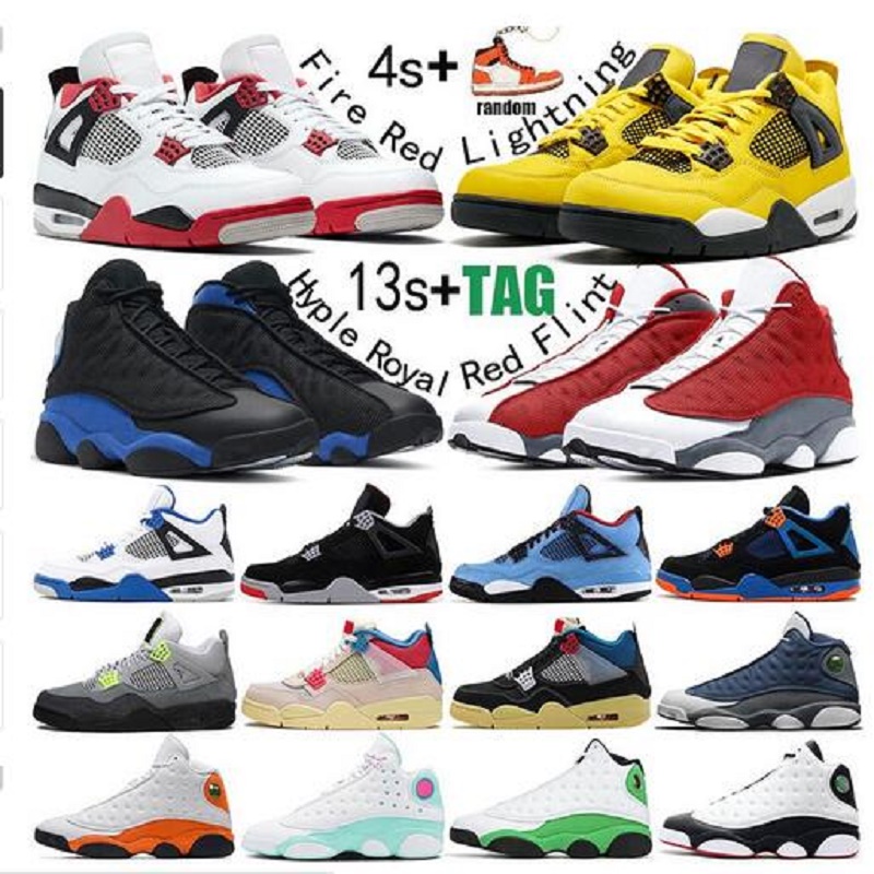 

2021 New Arrival Jumpman 4 4s Union Noir Guava Ice Mens Basketball Shoes Sail Neon CJP Black Cat Sports Trainers Sneakers, Color 44