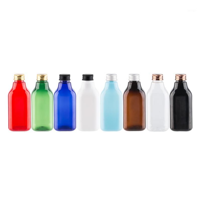 

200ml X 12 Empty Plastic Square Bottles With Gold Silver Bronze Black Aluminum Screw Caps Refillable PET Container For Shampoo1