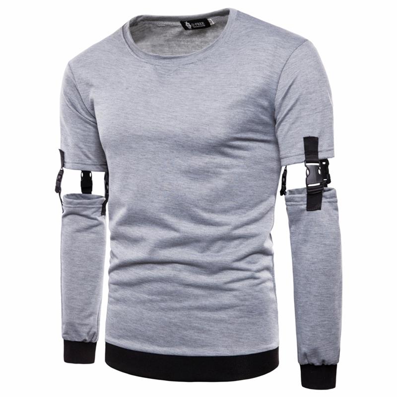 

2020 New Fashion Trendy Detachable Sleeve Sweatshirt Men Crewneck Autumn Spring Hoody Casual Solid Sweatshirt Pullover Clothes, Dw32-light-grey