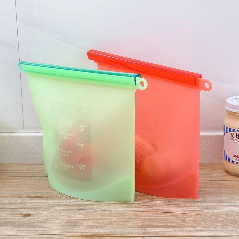 

eusable Silicone Storage Bag Freshkeeping Pouch Airtight Seal Preservation Bag1000ML