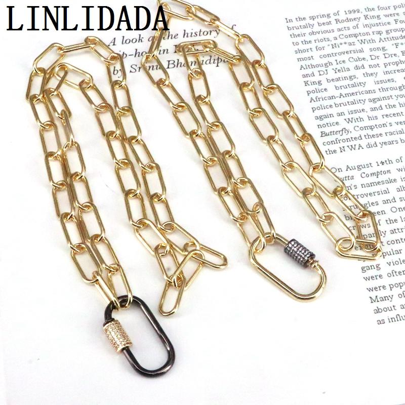 

5Pcs Mix colors oval clasp pendants Gold Link chain necklace for women fashion jewelry