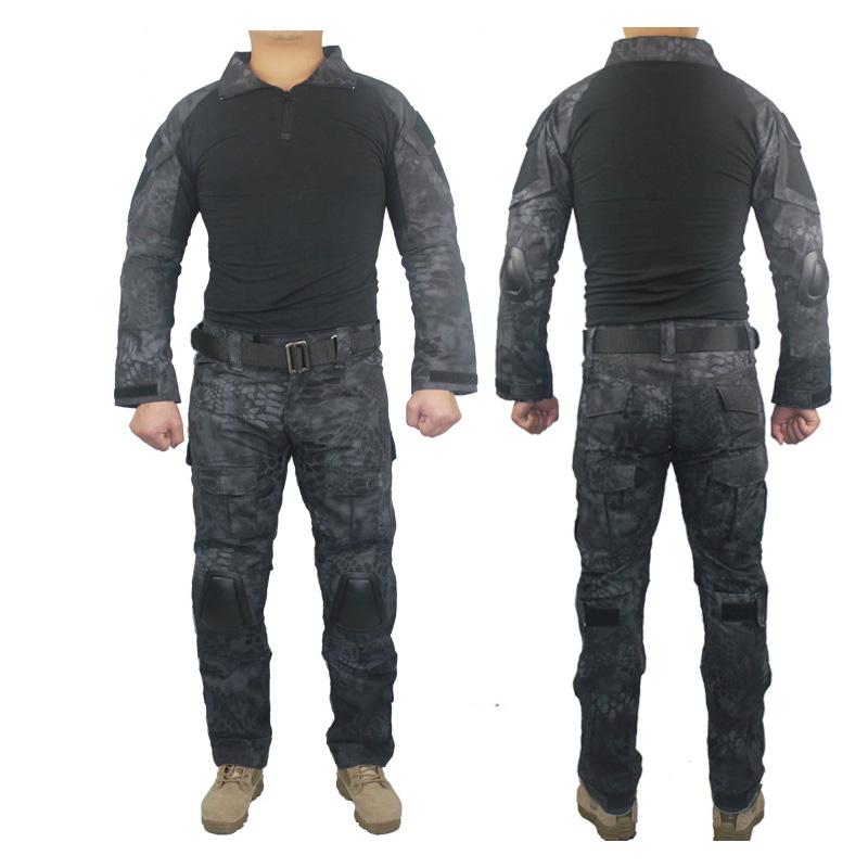 

Outdoor Tactical Hunting Combat G3 Training Uniform Sets Suit Shirt Pants A-TACS FG Multicam ACU Army Clothes Clothing, Black