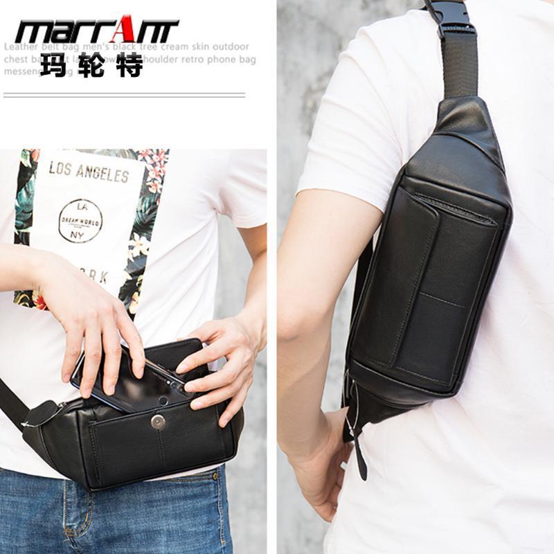 

Cross Body Chest Waist Bag Men 's Leather New Running Leisure Sports Cash Register Multifunctional Hop Mobile Smal1, Sky blue