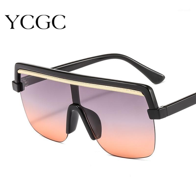 

2020 Flat Top Oversize Square Sunglasses Women Fashion Retro Gradient Sun Glasses Men Blue Big Frame Vintage Eyewear UV4001