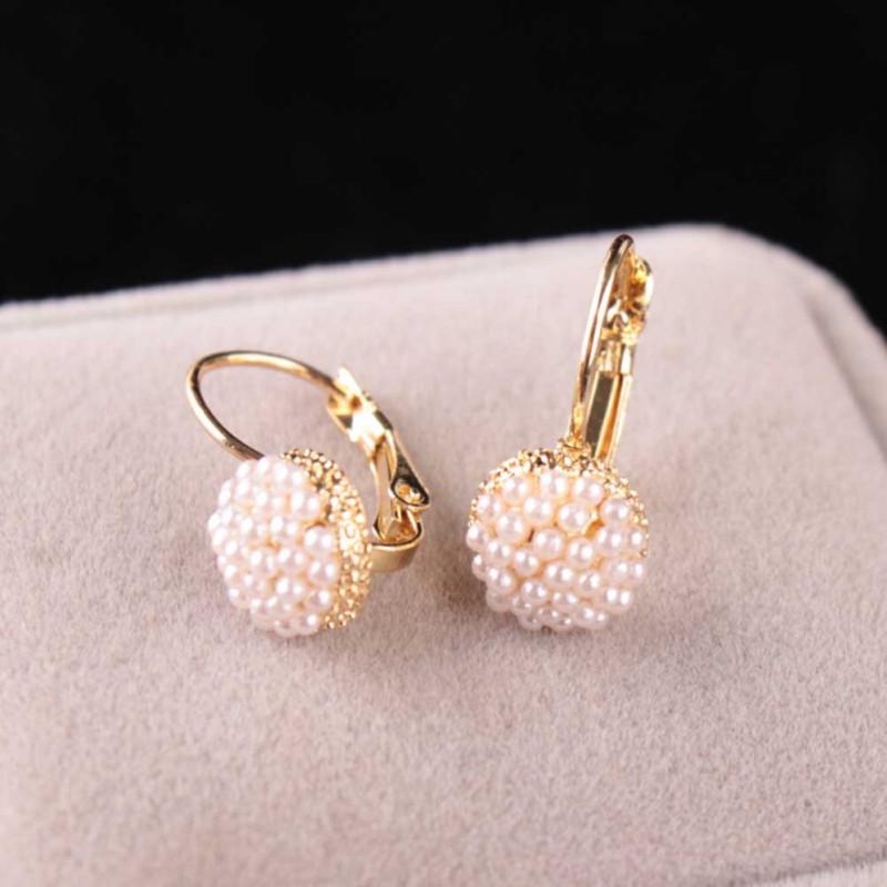 

Hoop Earrings Women Elegant Pearl Beads Ear Hoop Earrings Jewelry Gift