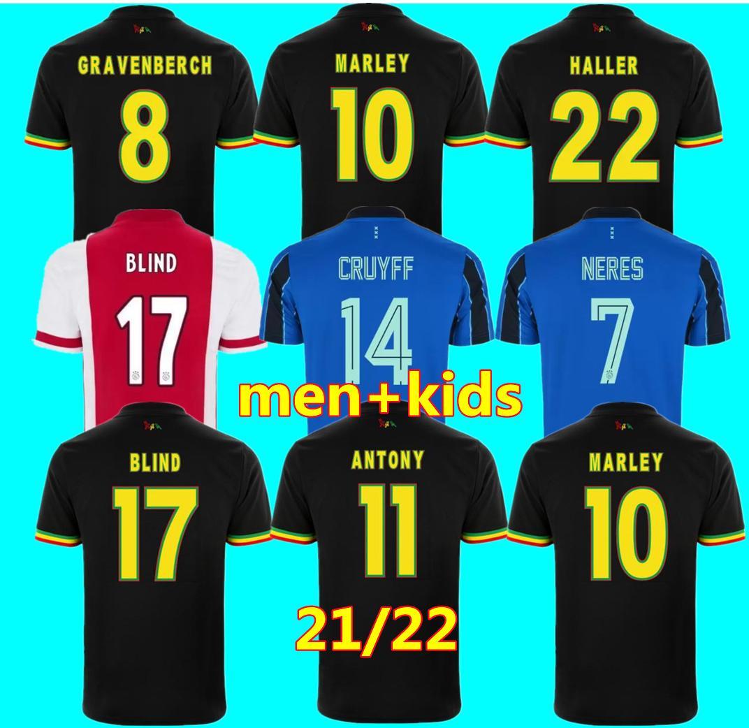 

ajaxes soccer jerseys 21 22 TADIC BERGHUIS HALLER BLIND NERES CRUYFF KLAASSEN 2021 2022 GRAVENBERCH football shirts adult men+kids kit, Black;yellow