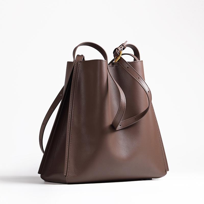 

New Style Women Shoulder Bag100% Soft Genuine Leather Crossbody Bag Lady High Quality Bucket Bag Casual Travel Messenger, Black