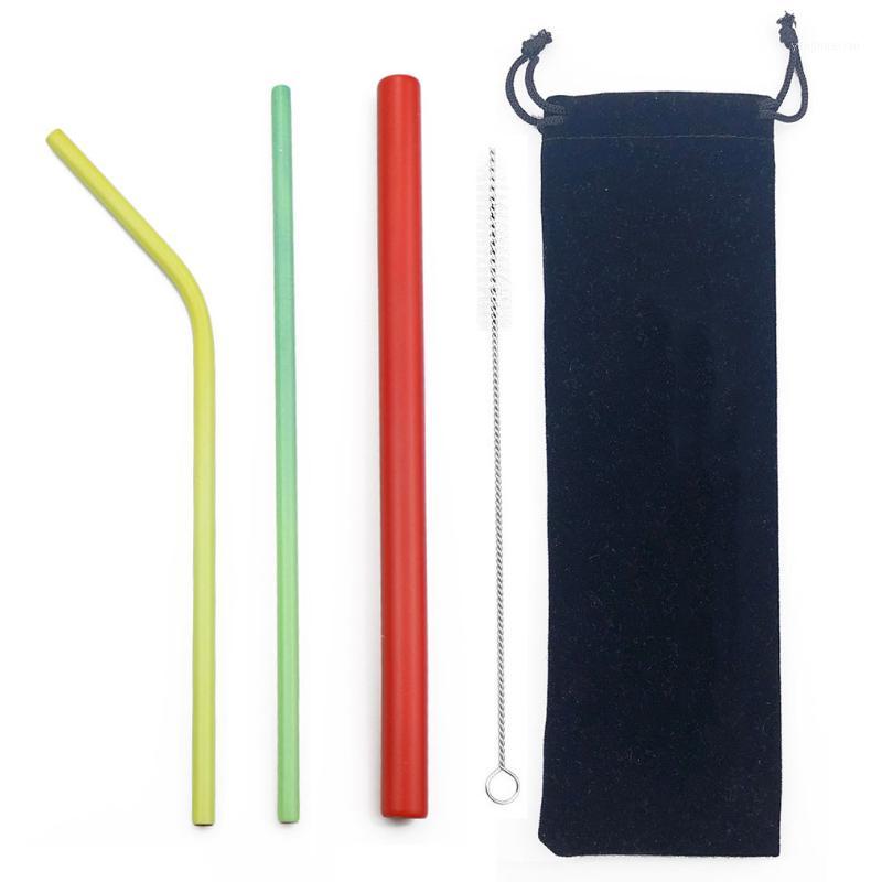 

5pcs Stainless Steel Induction Temperature Color Change Straws Reusable Metal Drinking Straws with Cleaner Brush Bar Accessories1