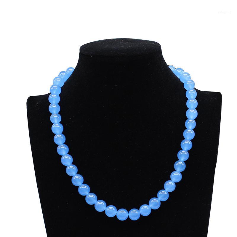 

Chokers Natural Stone Sky Blue Wathet Round Beads8 10MM Pick Size For Jewelry Making Necklace Elegant Gift Female 18inch1