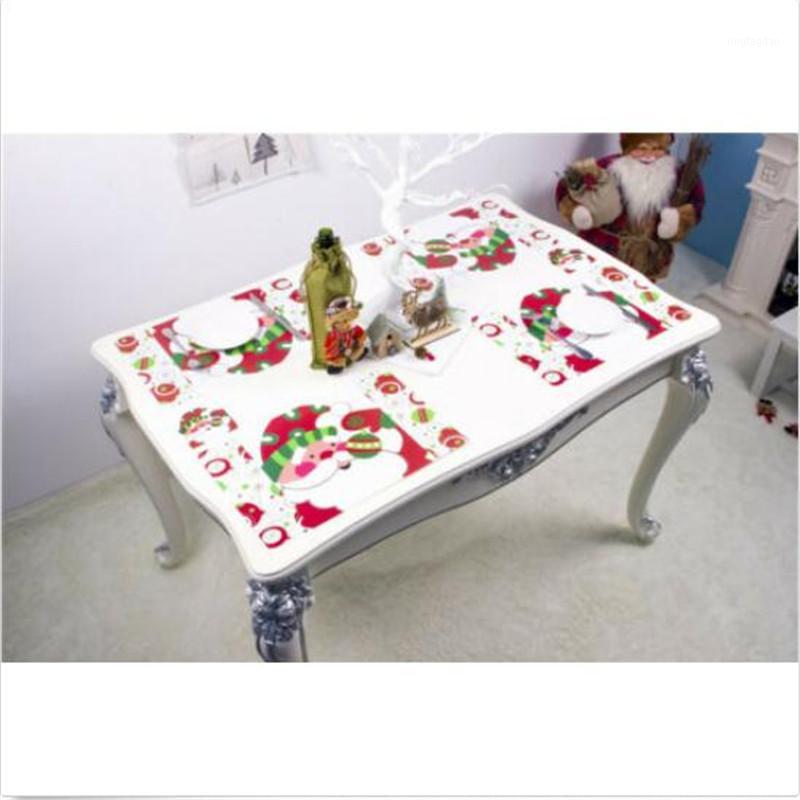 

6Pcs PVC Christmas Pads Placement Table Mats Dining Tableware Pad Rectangle Cup Bowl Decorations Xmas Holiday Party1