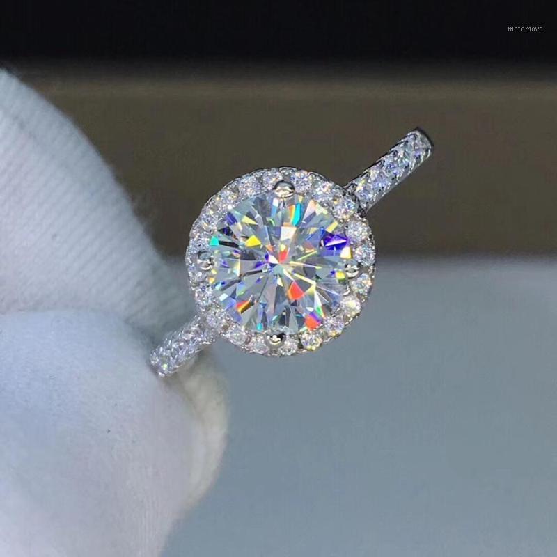 

Round Silver Moissanite Ring 1ct 6.50mm D VVS Luxury Moissanite Weding Ring for Women1