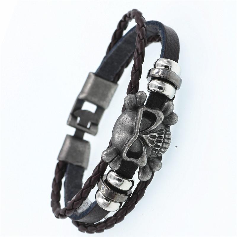 

Retro Skull Leather Bracelets Fashion Jewelry Leather Bracelet Men Wristband Bracelets For Women Best Gift Pulsera