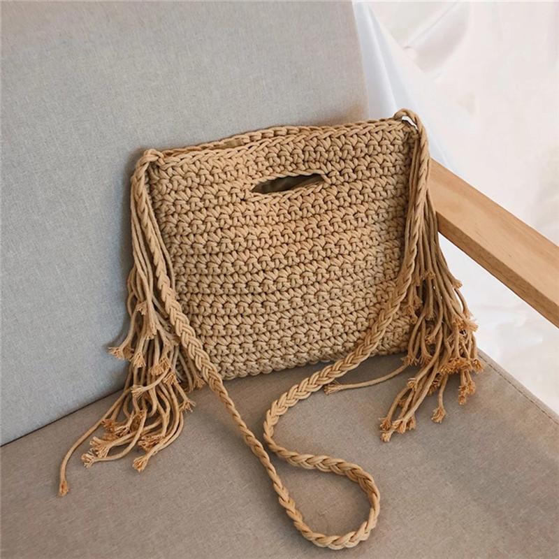 

Evening Bags Casual Cotton Thread Crossbody Woven Straw Bag Vacation Beach Handbags