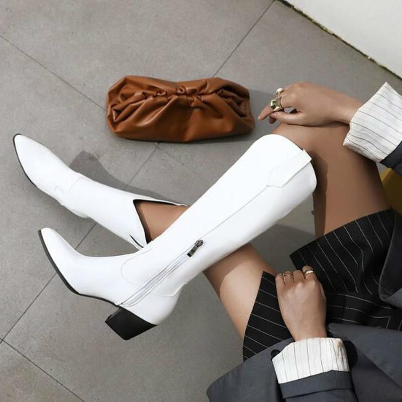 

women knee high boots high heels shoes woman PU leather gladiator pointed toe shoe chaussures femme zapatos mujer sapato D2328, Black