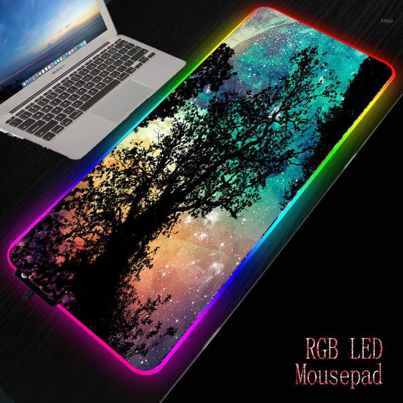 

MRGBEST Pink Blue Trees Large Mouse Pad Big Computer Gaming Mousepad Anti-slip Natural Rubber with Locking Edge Gaming Mouse Mat1
