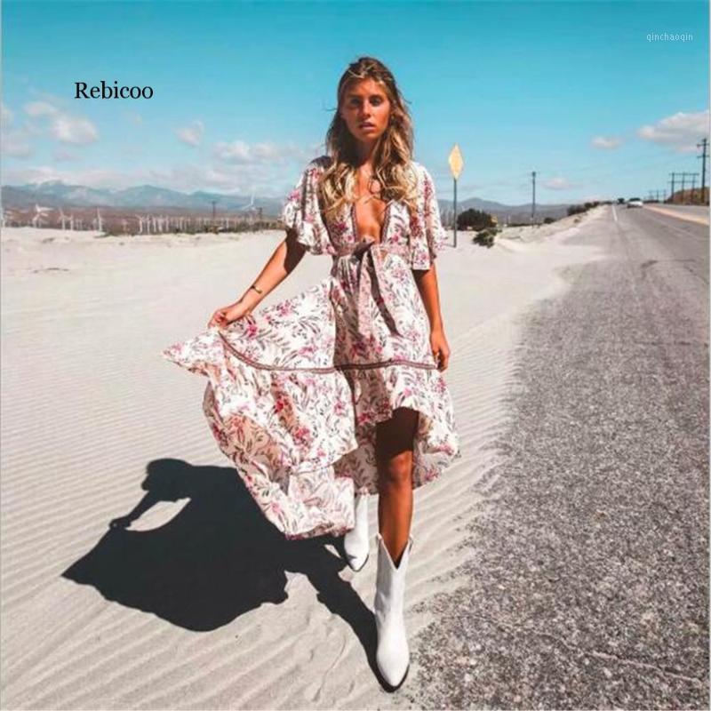 

Bohemian style Beach skirt waist print holiday dress summer knot decoration beach skirt hot spring big1