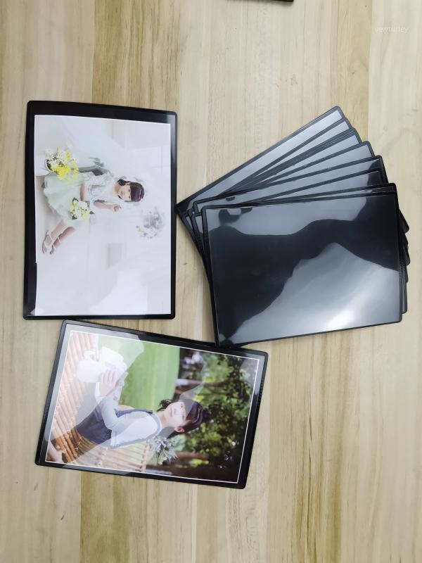 

Round Corner Magnetic Photo Frame Refrigerator, Fridge Photo Frames for fridge, Office Cabinet, Locker,4R Pack of 5,White/Black1