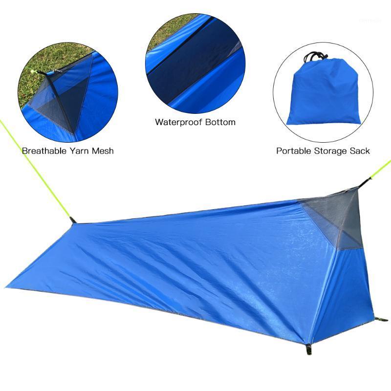 

Outdoor Camping Sleeping Bag Tent Backpacking Tent Lightweight Single Person with Net For Travel White Green Blue1