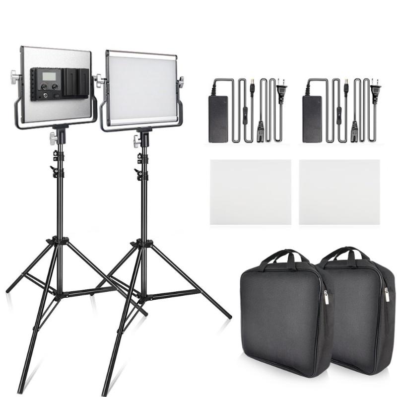 

L4500 Video Light Kit LED Panel Light Kit Dimmable Bi-color 3200-5500K Studio Photography with Tripod